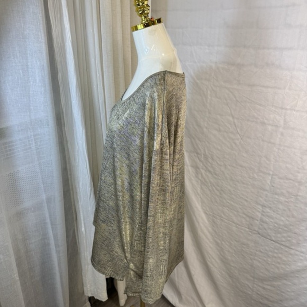 Lane Bryant Plus 18 / 20 Metallic Gold/Black Long Sleeve Scoop Neck Tunic Top‎ - Picture 4 of 12